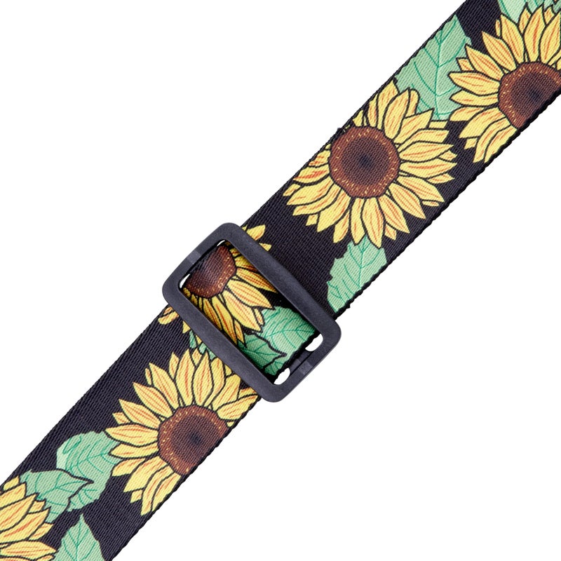 Levy's Leathers 2" Polyester Guitar Strap Sunflower Design; Black, Yellow, Green, and Brown (MP2-009) - Image 4